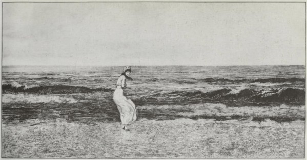 A young girl by the seaside by Max Klinger